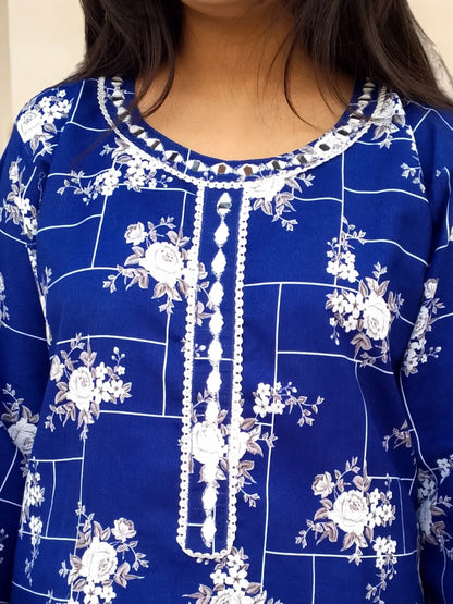 Graceful Cotton Stitched 2-Piece Dress with Mirror Work - Chic & Trendy 04