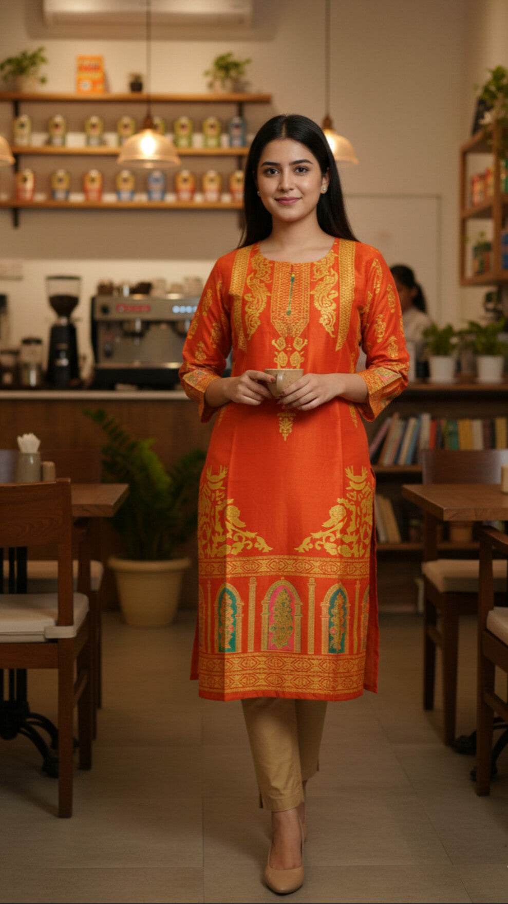Classy Summer Arabic Lenan 2-Piece Suit (Musturd) (89)