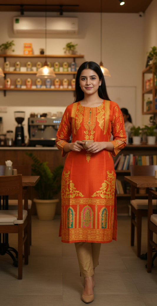 Classy Summer Arabic Lenan 2-Piece Suit (Musturd) (89)